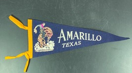 Vintage Amarillo Texas Pennant Souvenir Wool Felt Blue Bucking Bronco  1... - £10.69 GBP