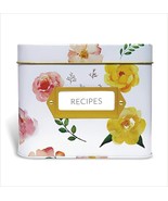 Beautiful Floral Tin Recipe Box With  4&quot; X 6&quot; Cards And Dividers NEW - $34.60 CAD