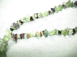Green Purple Flourite Gemstone Chips Nugget Beads Strand 33&quot; String Bead - £9.58 GBP