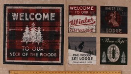 23.5&quot; X 44&quot; Panel Winter Playground Ski Lodge Skiing Cotton Fabric D756.08 - £6.23 GBP