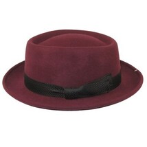 Men's Broner Wool Hat Pork Pie Telescope Crown STOUT 73-705 Merlot Wine image 4