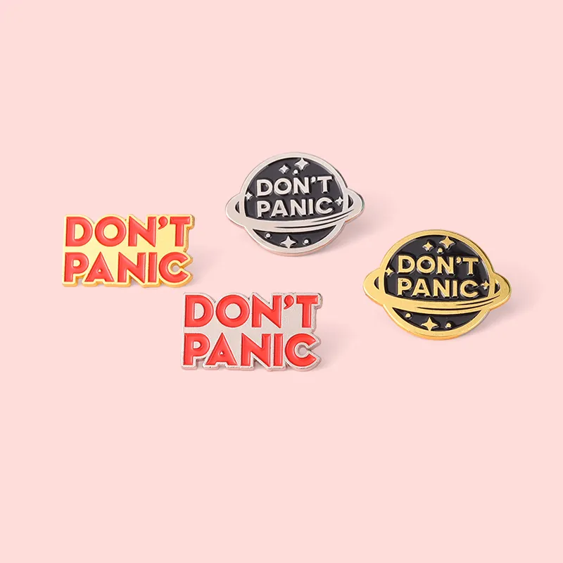 Custom SB Globe Enamel Pin Don&#39;T Panic Planet Brooches For Women Bag Clothes LaB - £18.68 GBP