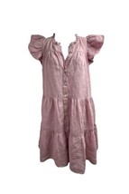 SEA New York Shannon Dress Ruffle Button Down Coquette Barbie Dusty Pink... - £67.21 GBP