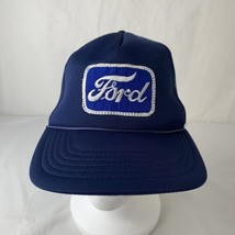 VTG Ford Motor Co. Mesh Back Snapback Trucker Hat Cap Blue Adjustable Patch EUC - £17.59 GBP