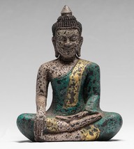 Antigüedad Khmer Estilo SE Asia Sentada Madera Enlightenment Buda Estatua - £244.10 GBP
