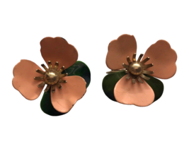 Vintage Sarah Coventry Tahitian Flower Clip On Earrings Enamel Cottagecore - £13.29 GBP