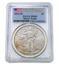 2014-W S $1 Argent American Eagle Classé Par PCGS Comme MS69 Premier Frappe - $66.10