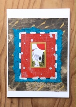 Red Headed White Crane Painted Wood Veneer Greeting Card - £9.55 GBP