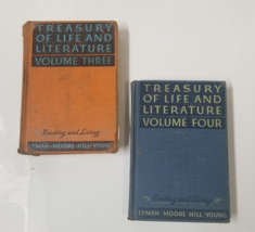 1937 Treasury of Life Literature Textbooks Vol III &amp; IV  Vintage School Books - £6.20 GBP