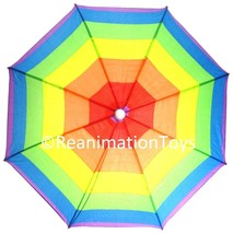 Childs Rainbow Umbrella Sun Rain Summer Sunshade Outdoor Hat NEW Foldable - £7.70 GBP