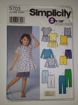 Simplicity 5703 Size 3-6 Child&#39;s Dress Top Knit Pants Capri Pants Shorts - £10.17 GBP