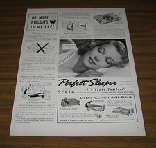 1939 Vintage Ad Serta Perfect Sleeper Mattress Pretty Lady Sleeping - $14.24