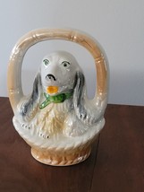 Vintage MCM Ceramic Lusterware Dog In A Basket Made In Brazil - £11.21 GBP