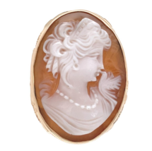 14k Yellow Gold Filigree Ring with Genuine Natural Shell Cameo Size 7.25... - $741.51
