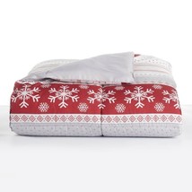 KING Down Alternative Reversible Comforter - Red Fair isle Snowflake - £99.91 GBP