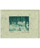 SNOWY SILENCE hand printed zinc plate aquatint etching on handmade paper - $19.99