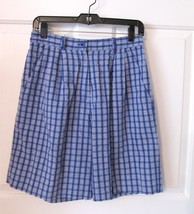 Sz 10 Jantzen Womens Blue Lavender Plaid Cotton Blend Shorts 28-30 Waist 10 - £9.53 GBP