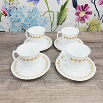 Corning Corelle Butterfly Gold  Coffee D Handle Mugs Saucers Lot of 4 Vintage - £22.49 GBP