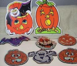 Vintage Pumpkin Ghost &amp; Bat Halloween Lot of 8 Yard Art Decorations See Pictures - £18.97 GBP