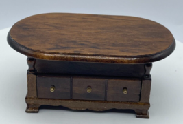 Dollhouse Miniature Wooden Coffee Table with Drawer Vintage Doll Furniture - $9.49