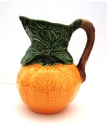 Vintage Majolica Pottery 9.5” Orange Pitcher by Olfaire Made in Portugal - $54.45 CAD