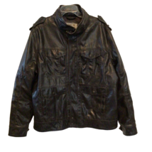 Vintage Levi&#39;s Men&#39;s XL Faux Leather Dark Brown Jacket Hooded ~884A - $58.05