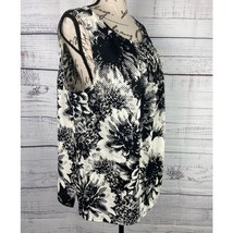 Talbots Sleeveless Blouse Womens 16 Floral Black White Keyhole Back Round Neck - £9.93 GBP