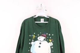Vintage Peanuts Mens XL Faded Snoopy Woodstock Winter Long Sleeve T-Shirt Green - £31.57 GBP