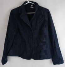 St. John&#39;s Bay Stretch Black Striped Blazer Jacket Size Large - $16.48