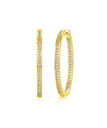 24k Inside-Out Channel Set Moissanite Hoop Earrings - $120.00