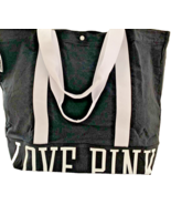 Victoria Secret white LOVE PINK Logo TOTE Shoulder Beach Gym Bag Black N... - $348.21 MXN