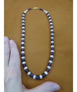 (v461-116) 21&quot; white Mother of Pearl + purple Amethyst gemstone beaded N... - £42.45 GBP