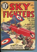 Sky Fighters 1/1937-AIR War PULP-THRILLS-WWI-BI-PLANE-MACHINE GUN-LUGER-vg - £94.69 GBP