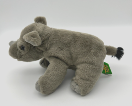 Rhino Plush Rhinoceros Stuffed Animal 6&quot; Gray VG Condition Wild Republic - £4.20 GBP