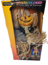 Fiber Optic Scarecrow 48&quot; Pumpkin Head Halloween Fall Thanksgiving Decor New - £67.23 GBP