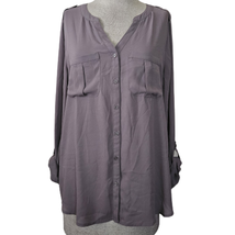 Dusty Lavender Button Up Long Sleeve Blouse Size Medium - £19.46 GBP