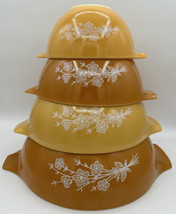 Vintage Pyrex Cinderella Nesting Mixing Bowls Buttefly Gold Set of 4 SKU... - £199.37 GBP