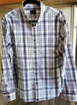 UNTUCKit Men&#39;s Blue &amp; White Striped Long Sleeve Button Down Shirt Size Large - $19.50