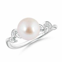 Authenticity Guarantee 
ANGARA Vintage Style Japanese Akoya Pearl Ring with L... - £504.63 GBP