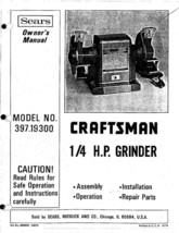 1975 Craftsman 397.19300  1/4HP 6-inch Bench Grinder Instructions - £16.01 GBP