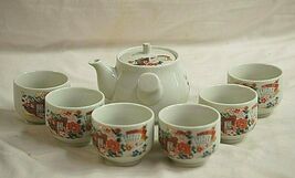 Shaddy Mino China JGI Tea Pot &amp; 6 Cups Rickshaw &amp; Lotus - $46.99