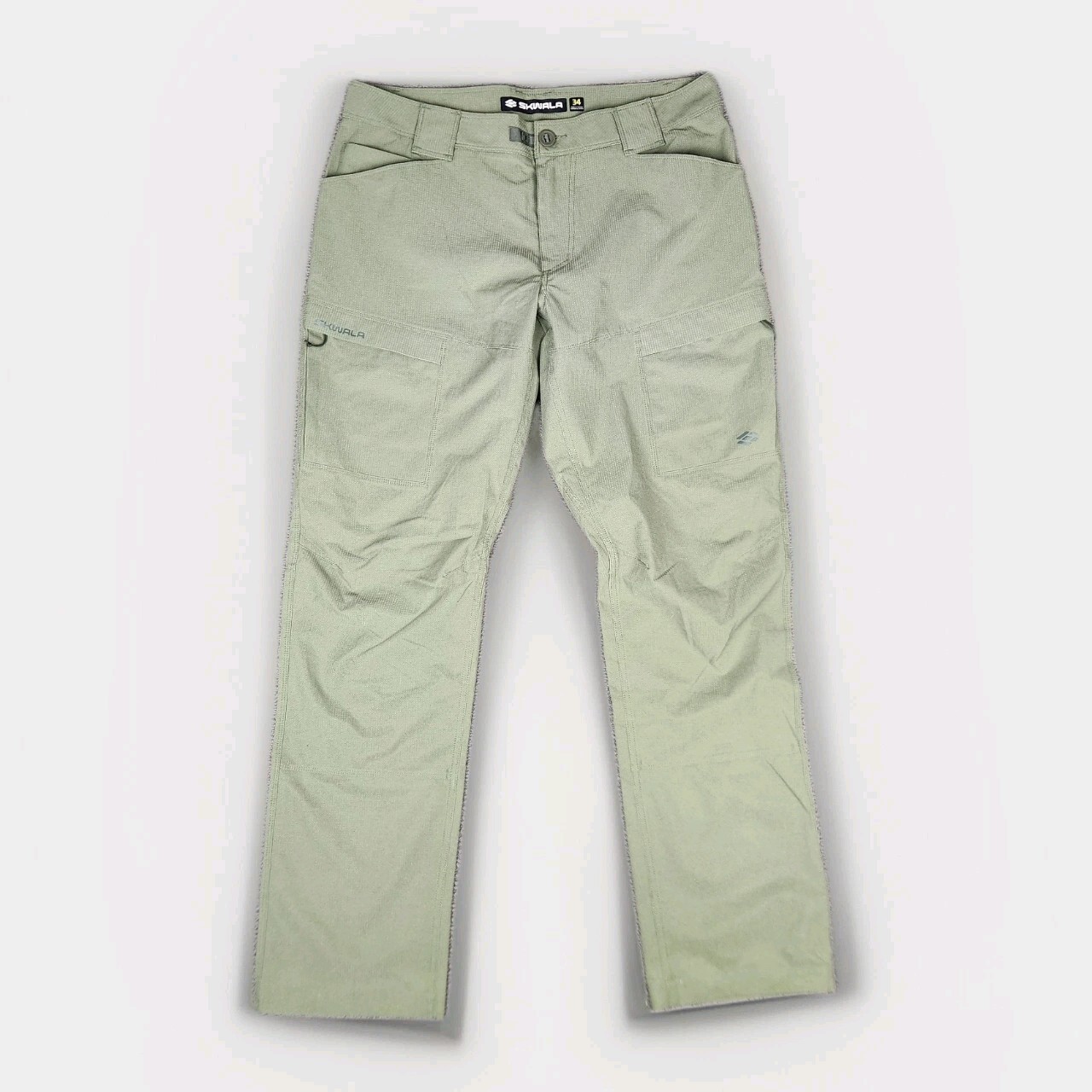 Skwala Sol Wading Hiking Pants Mens 34x32 Green Pockets Fly Zip Straight Fishing - $89.09
