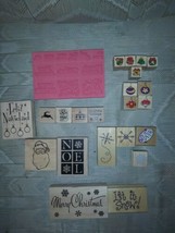 Lot Of 22 Mounted 12 Unmounted Christmas Rubber Stamps Xmas Arts & Crafts... - $45.53