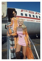 Pacific Southwest Airlines Flight Stewardesses Getting Off Plane 4X6 Photo - £6.27 GBP