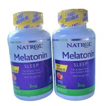 2 Pack Natrol Melatonin Fast Dissolve Strawberry 3 mg 150 Tabs Exp 08/31... - $18.80
