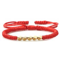 Handmade Tibetan Buddhist Copper Beads Bracelet Charm Knots Buddha Rope Adjustab - £11.06 GBP