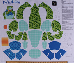 35.5&quot; X 44&quot; Panel Buddy the Frog Stuffed Animal Toy Cotton Fabric Panel D672.65 - £10.21 GBP