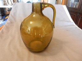 Vintage Olive Green Glass Pitcher Jug 7.5&quot; Tall - £39.23 GBP
