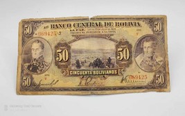 Bolivia Banknote 50 Bolivianos 1928 P-124  ~ Circulated - £6.22 GBP