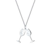 Silver-Plated Double Wine Cup Pendant Necklace - £10.32 GBP